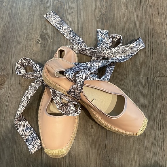 Zara Pink Ballerina Lace-Up Espadrilles - Picture 3 of 9